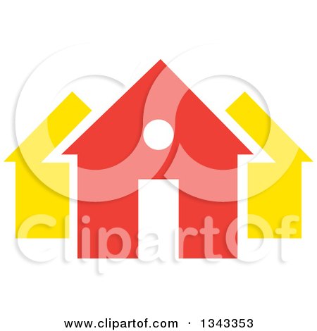 Clipart of a Neighborhood of Houses 6 - Royalty Free Vector Illustration by ColorMagic