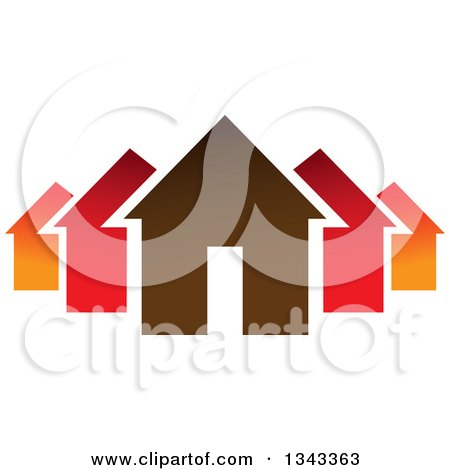 Clipart of a Neighborhood of Houses 2 - Royalty Free Vector Illustration by ColorMagic
