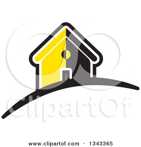 Clipart of a Black White and Yellow House - Royalty Free Vector Illustration by ColorMagic
