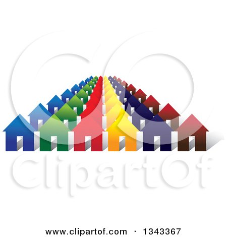 Clipart of a Neighborhood of Colorful Houses 3 - Royalty Free Vector Illustration by ColorMagic