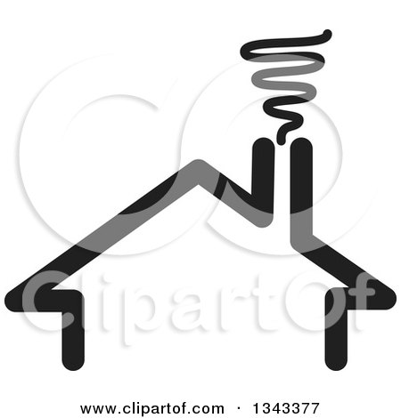 Clipart of a Black and White House with Smoke Rising from the Chimney - Royalty Free Vector Illustration by ColorMagic