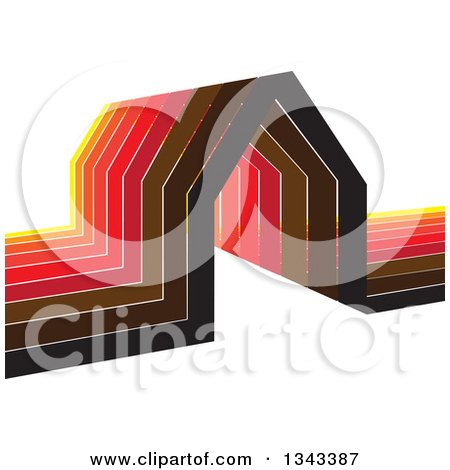 Clipart of a House in Red Black and Orange Tones - Royalty Free Vector Illustration by ColorMagic