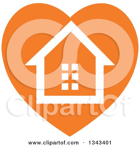 Clipart of a White House in an Orange Heart - Royalty Free Vector Illustration by ColorMagic