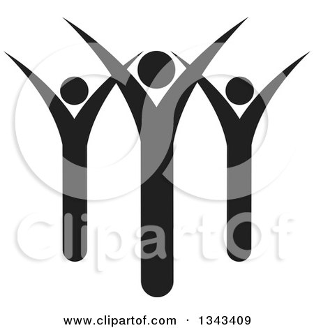 Clipart of a Teamwork Unity Group of Cheering Black People - Royalty Free Vector Illustration by ColorMagic