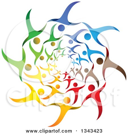 Clipart of a Teamwork Unity Circle of Colorful People Cheering or Dancing 42 - Royalty Free Vector Illustration by ColorMagic