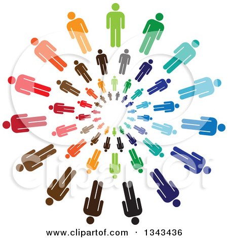 Clipart of a Teamwork Unity Circle of Colorful Men - Royalty Free Vector Illustration by ColorMagic