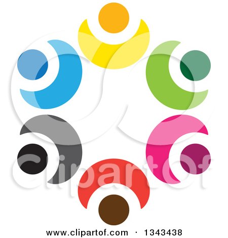 Clipart of a Teamwork Unity Circle of Colorful People Cheering or Dancing 71 - Royalty Free Vector Illustration by ColorMagic