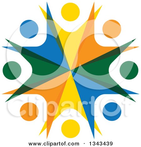 Clipart of a Teamwork Unity Circle of Colorful People Cheering or Dancing 67 - Royalty Free Vector Illustration by ColorMagic