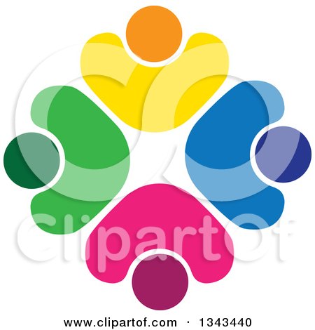 Clipart of a Teamwork Unity Circle of Colorful People Cheering or Dancing 66 - Royalty Free Vector Illustration by ColorMagic