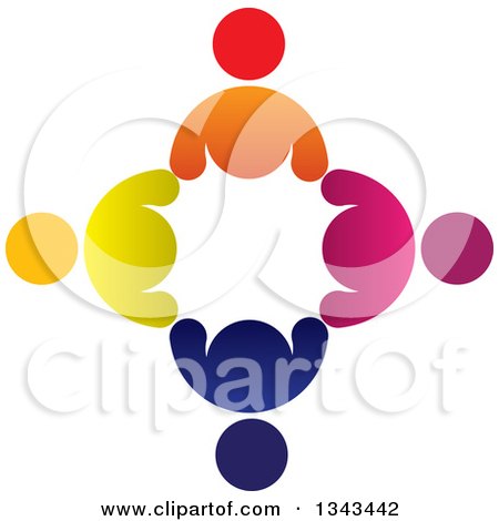 Clipart of a Circle of Colorful Diverse People 7 - Royalty Free Vector Illustration by ColorMagic
