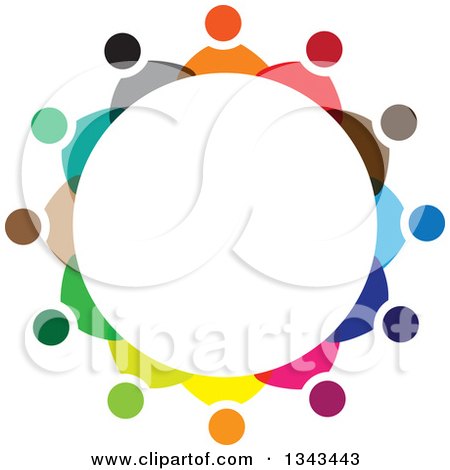 Clipart of a Circle of Colorful Diverse People 2 - Royalty Free Vector Illustration by ColorMagic