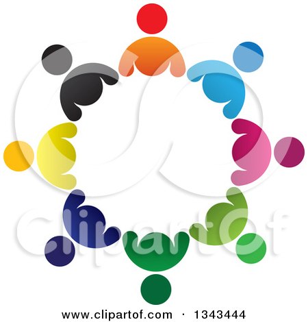 Clipart of a Circle of Colorful Diverse People - Royalty Free Vector Illustration by ColorMagic