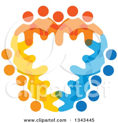 Clipart of a Shield of Colorful Diverse People 2 - Royalty Free Vector Illustration by ColorMagic