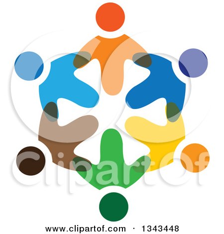 Clipart of a Circle of Colorful Diverse People 4 - Royalty Free Vector Illustration by ColorMagic