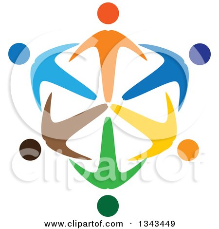Clipart of a Shield of Colorful Diverse People - Royalty Free Vector Illustration by ColorMagic