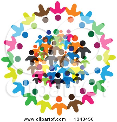 Clipart of a Circle of Colorful Diverse People 5 - Royalty Free Vector Illustration by ColorMagic