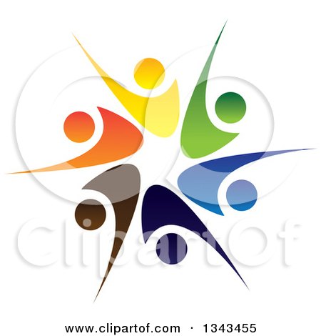 Clipart of a Teamwork Unity Circle of Colorful People Cheering or Dancing 24 - Royalty Free Vector Illustration by ColorMagic