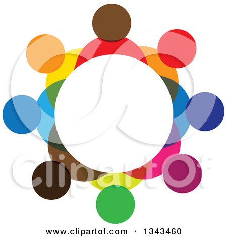 Clipart of a Teamwork Unity Circle of Colorful People 43 - Royalty Free Vector Illustration by ColorMagic
