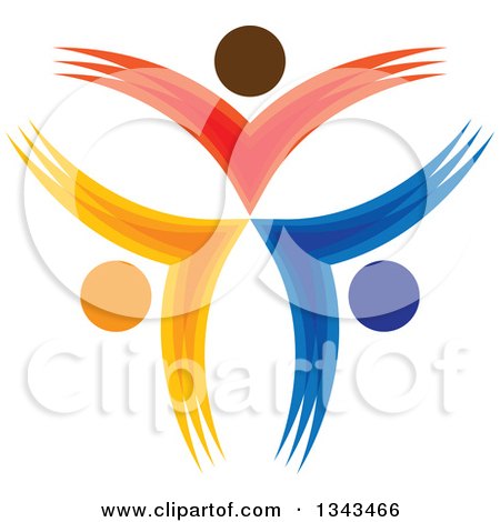 Clipart of a Teamwork Unity Circle of Colorful People Cheering or Dancing 35 - Royalty Free Vector Illustration by ColorMagic