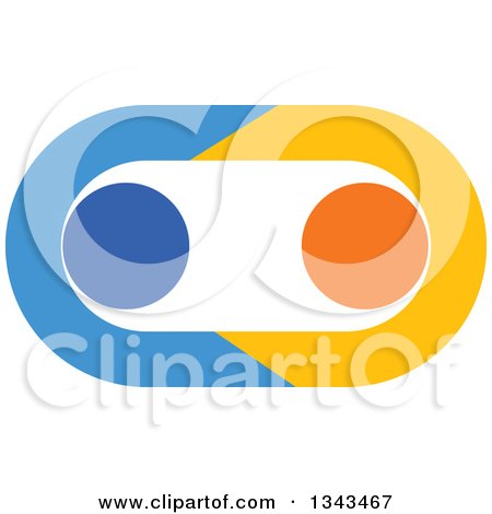 Clipart of a Blue and Orange Couple Holding Hands and Forming an Oval - Royalty Free Vector Illustration by ColorMagic