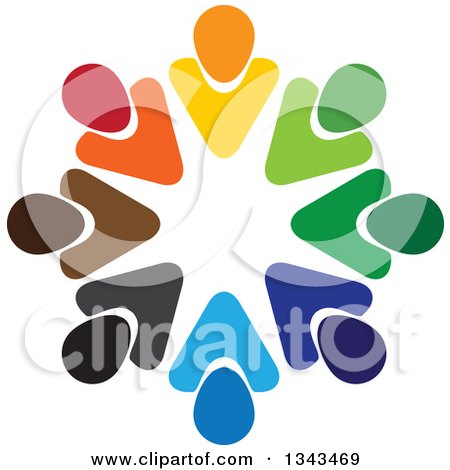 Clipart of a Teamwork Unity Circle of Colorful People 51 - Royalty Free Vector Illustration by ColorMagic