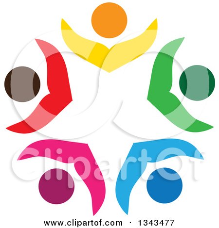 Clipart of a Teamwork Unity Circle of Colorful People Cheering or Dancing 30 - Royalty Free Vector Illustration by ColorMagic