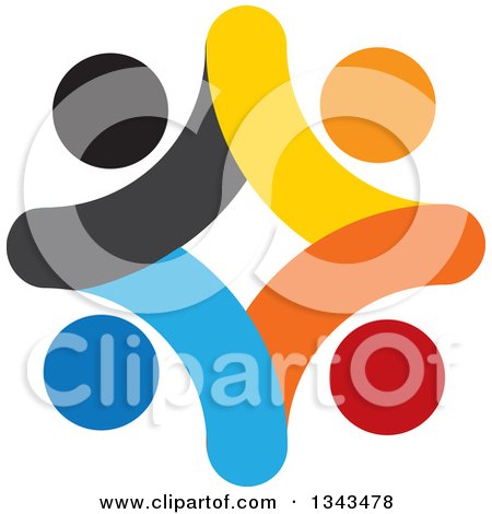 Clipart of a Teamwork Unity Circle of Colorful People Cheering or Dancing 32 - Royalty Free Vector Illustration by ColorMagic