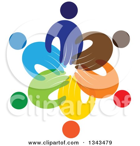 Clipart of a Teamwork Unity Circle of Colorful Hand People - Royalty Free Vector Illustration by ColorMagic