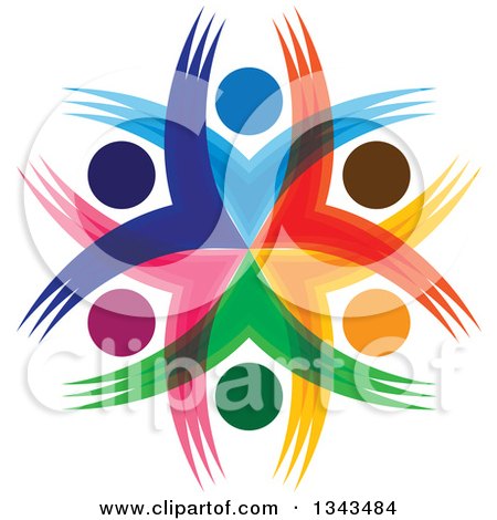 Clipart of a Teamwork Unity Circle of Colorful People Cheering or Dancing 33 - Royalty Free Vector Illustration by ColorMagic