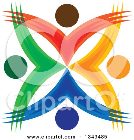 Clipart of a Teamwork Unity Circle of Colorful People Cheering or Dancing 34 - Royalty Free Vector Illustration by ColorMagic