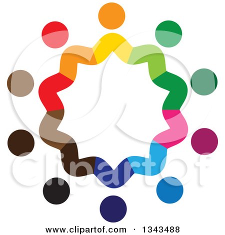 Clipart of a Teamwork Unity Circle of Colorful People 54 - Royalty Free Vector Illustration by ColorMagic