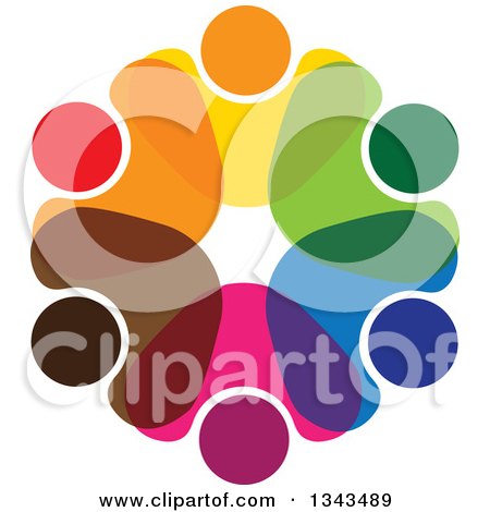 Clipart of a Teamwork Unity Circle of Colorful People Cheering or Dancing 37 - Royalty Free Vector Illustration by ColorMagic