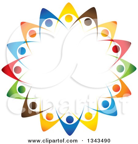 Clipart of a Teamwork Unity Circle of Colorful People Cheering or Dancing 39 - Royalty Free Vector Illustration by ColorMagic