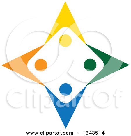 Clipart of a Teamwork Unity Group of Colorful People Forming a Star - Royalty Free Vector Illustration by ColorMagic