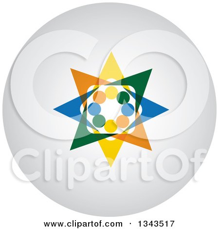 Clipart of a Teamwork Unity Group of Colorful People Cheering or Dancing on a Shaded Circle App Icon Button Design Element 4 - Royalty Free Vector Illustration by ColorMagic
