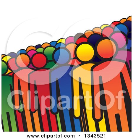 Clipart of a Teamwork Unity Crowd of Colorful People - Royalty Free Vector Illustration by ColorMagic