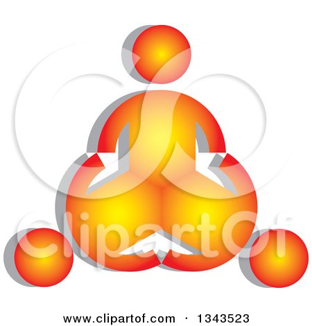 Clipart of a Teamwork Unity Circle of Three Gradient Orange People with Shadows - Royalty Free Vector Illustration by ColorMagic