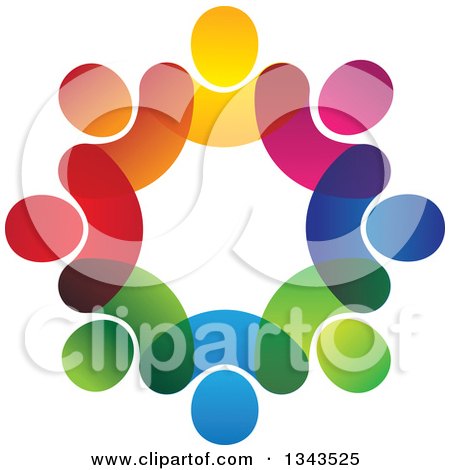 Clipart of a Teamwork Unity Circle of Colorful People 18 - Royalty Free Vector Illustration by ColorMagic