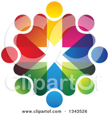 Clipart of a Teamwork Unity Circle of Colorful People 19 - Royalty Free Vector Illustration by ColorMagic