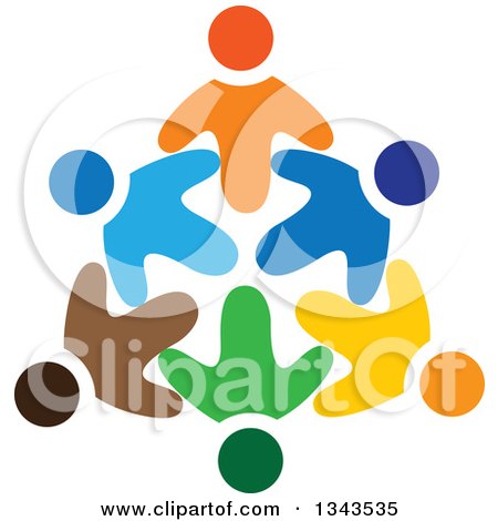 Clipart of a Teamwork Unity Circle of Colorful People 70 - Royalty Free Vector Illustration by ColorMagic