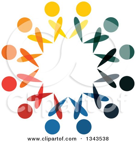 Clipart of a Teamwork Unity Circle of Colorful People 72 - Royalty Free Vector Illustration by ColorMagic