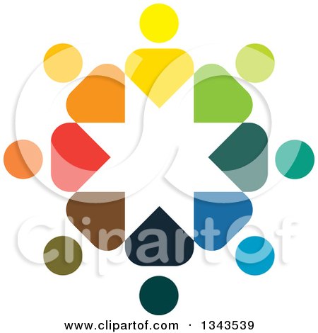 Clipart of a Teamwork Unity Circle of Colorful People 73 - Royalty Free Vector Illustration by ColorMagic
