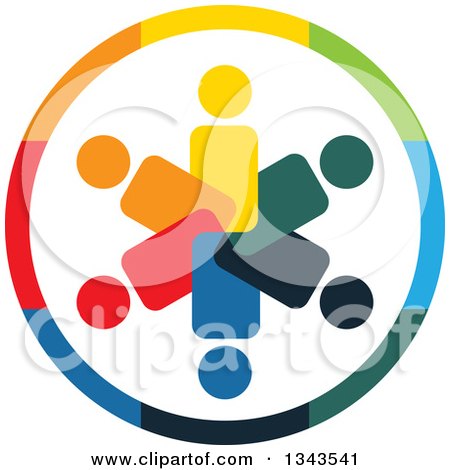 Clipart of a Teamwork Unity Circle of Colorful People 74 - Royalty Free Vector Illustration by ColorMagic