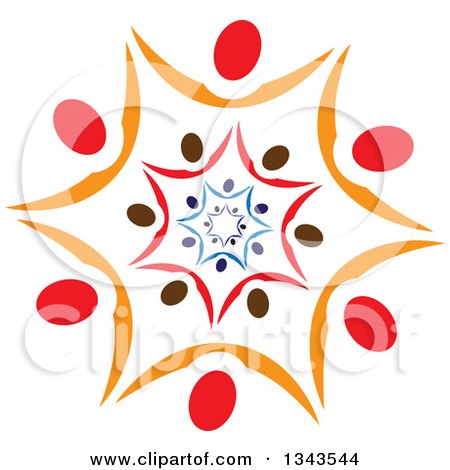 Clipart of a Teamwork Unity Circle of People Cheering or Dancing Within Other People - Royalty Free Vector Illustration by ColorMagic