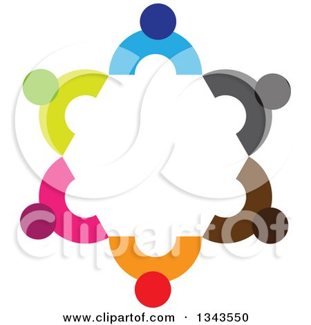 Clipart of a Teamwork Unity Circle of Colorful People 11 - Royalty Free Vector Illustration by ColorMagic