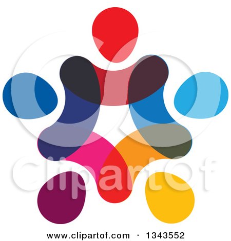 Clipart of a Teamwork Unity Circle of Abstract Colorful People 2 - Royalty Free Vector Illustration by ColorMagic