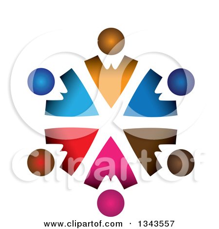 Clipart of a Teamwork Unity Circle of Colorful People 2 - Royalty Free Vector Illustration by ColorMagic