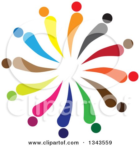 Clipart of a Teamwork Unity Circle of Abstract Colorful People - Royalty Free Vector Illustration by ColorMagic