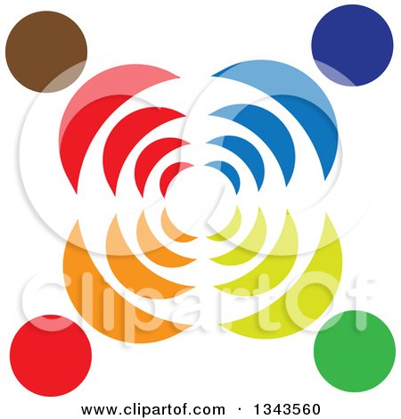 Clipart of a Teamwork Unity Circle of Colorful People with Signals - Royalty Free Vector Illustration by ColorMagic