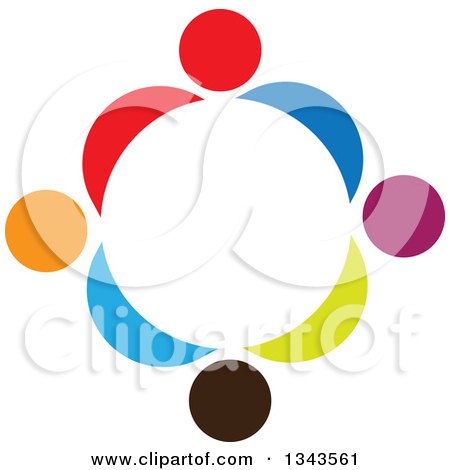 Clipart of a Teamwork Unity Circle of Colorful People 3 - Royalty Free Vector Illustration by ColorMagic